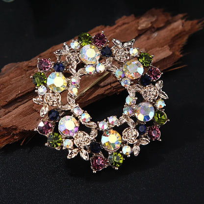 Brosche Girlande Kristall Strass Rund Luxus Boutique Corsage Damen