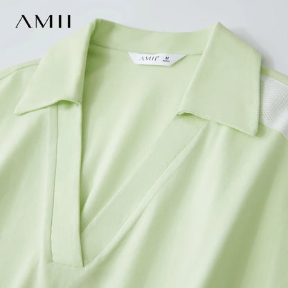Damen T-Shirts im minimalistischen Stil mit neuem V-Ausschnitt und kurzen Ärmel