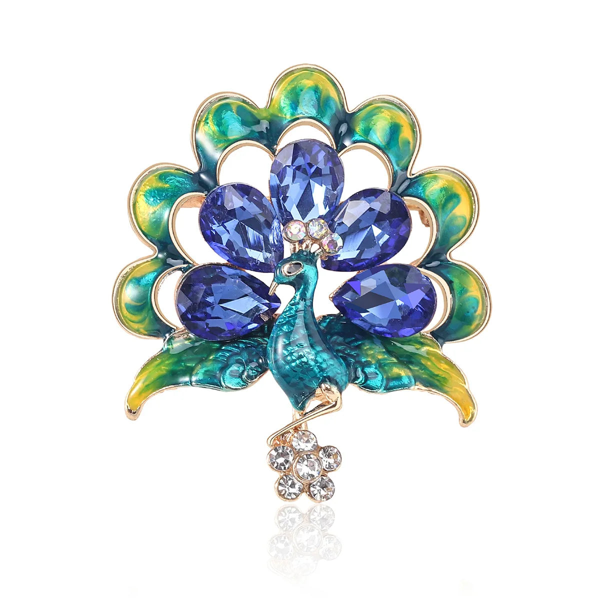 Brosche Pfau Kristall Emaille Tier Anstecknadel Damen