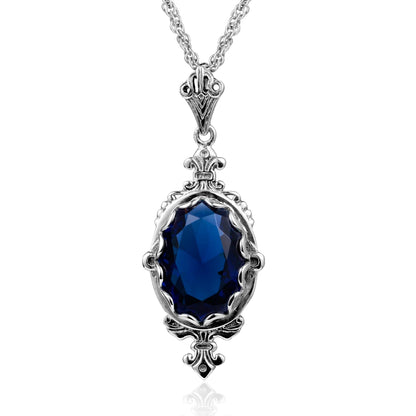 Damen-Halskette Mit Citrin-Anhänger Aus Sterling Silber 925 Ovaler Stein 10x14 mm 8 ct Victoria-Stil