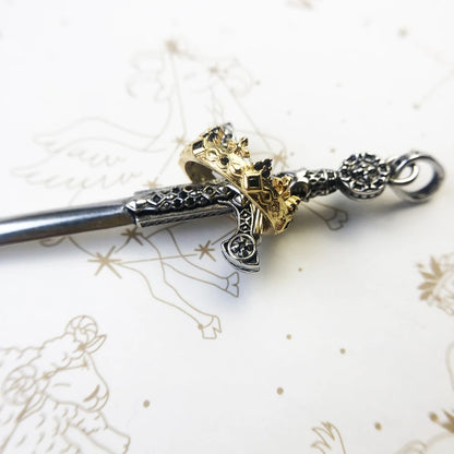 Damen-Charm-Anhänger Schwert Krone Ritter Schutz aus Sterlingsilber