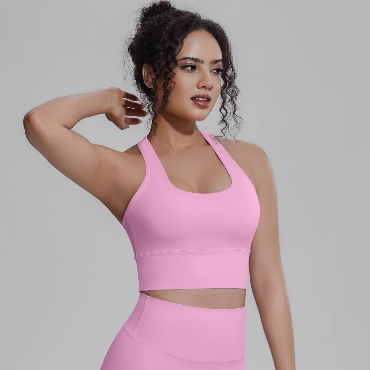 Hamidou-Workout-Top, rosafarben, Racerback, körpernah geschnitten