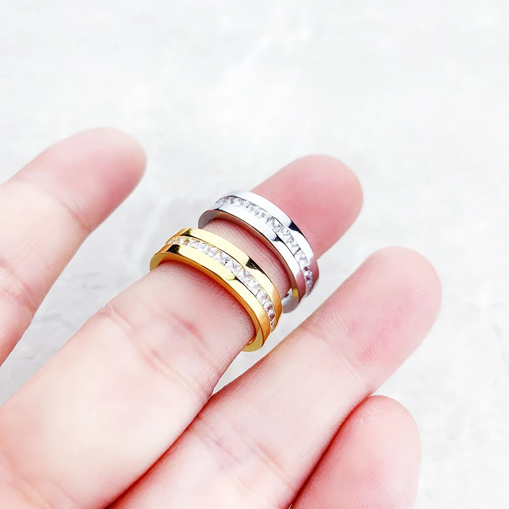 Damen-Ring Zirkon-Bandring schillernd aus Sterlingsilber