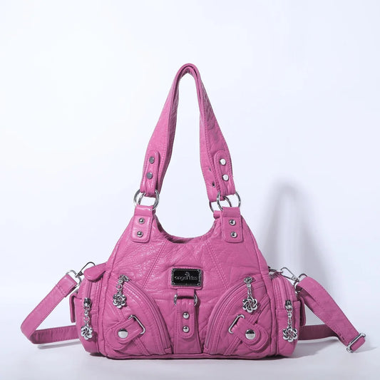 Damen-Handtasche Rosa Mit Reißverschluss Und Mehrfach-Innentaschen Für Alltag Und Freizeit