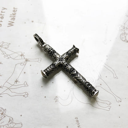 Damen-Charm-Anhänger Kreuz und Krone majestätisch aus Sterlingsilber