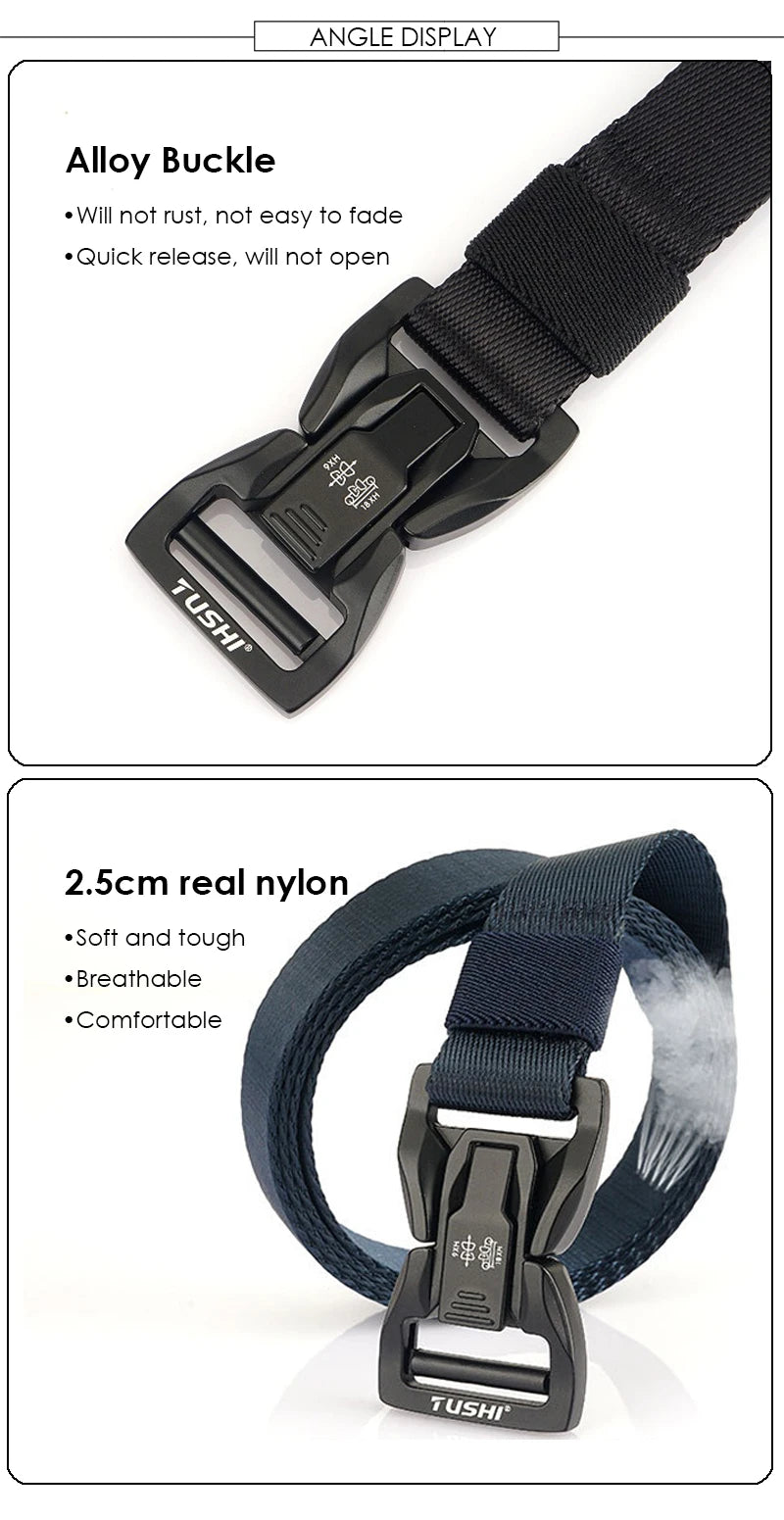 VATLY Techwear Nylon-Gürtel 2,5 cm Schnellverschluss Unisex Taktisch