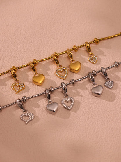 Damen-Charm-Armband mit Herz-Zirkonia