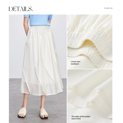 Damen Midi Rock aus Lyocell mit gemütlicher elastischer Taille im A-Linien-Stil