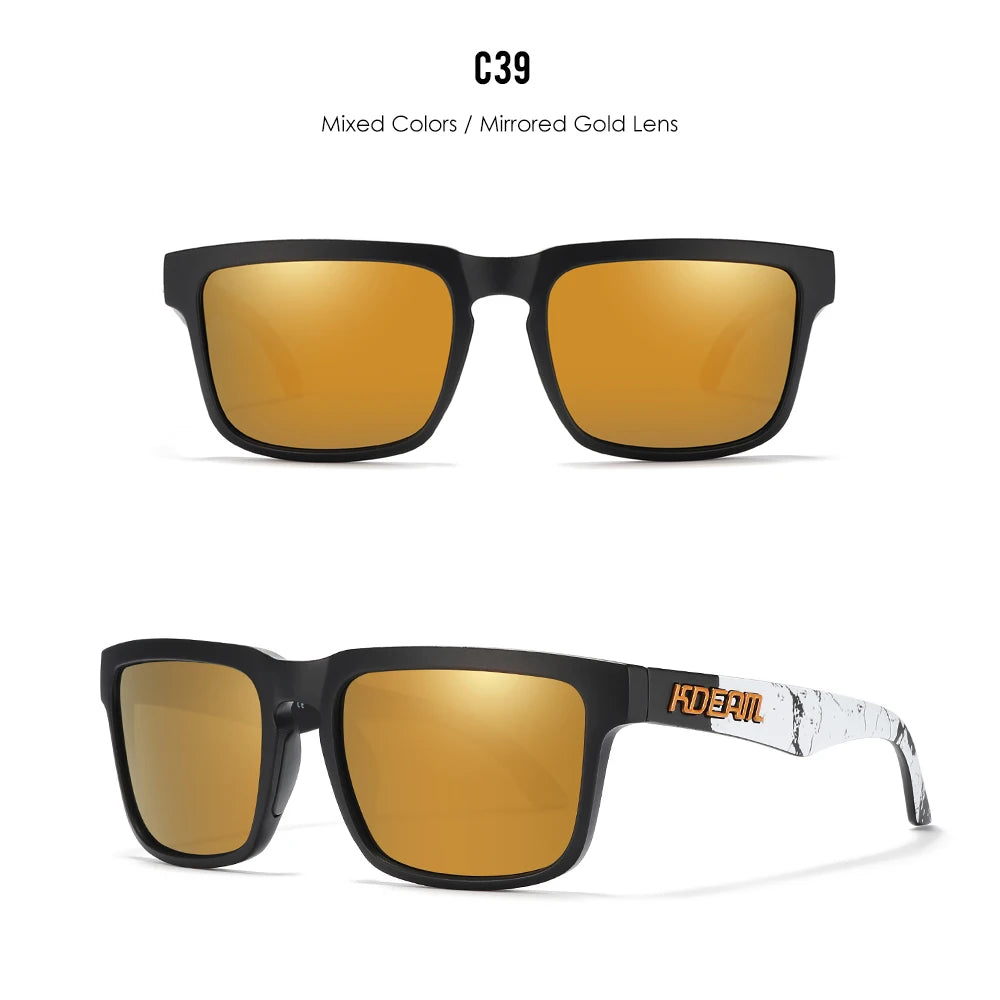 Sonnenbrille quadratisch polarisiert Reißverschlussetui 30 Farben Unisex