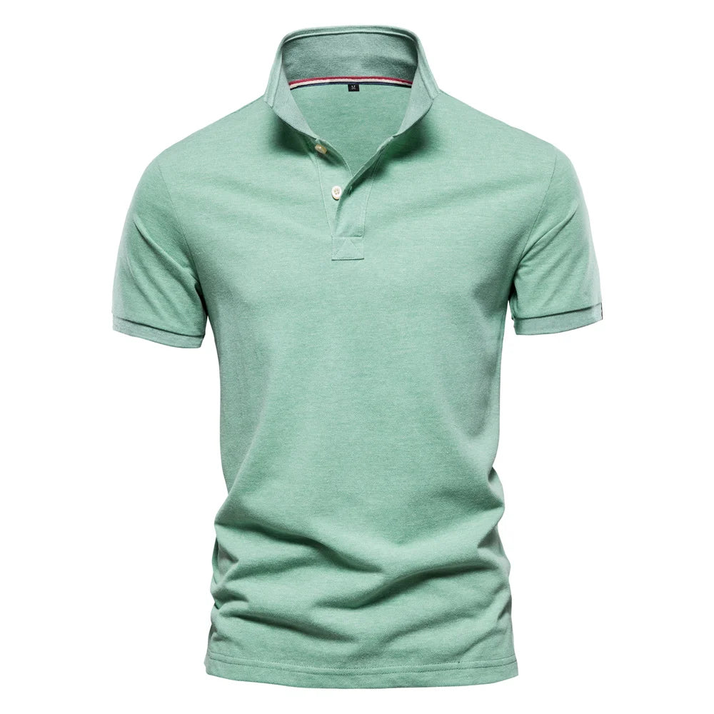 Herren Poloshirt aus Baumwolle in einfarbig mit klassischem Design für Freizeit und Business