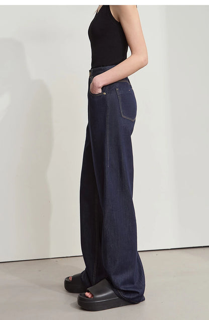 Damen Jeans aus Lyocell-Baumwolle mit weiten Beinen im Retro-Look