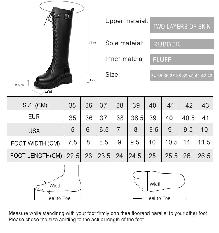 Größentabelle Winter-Bikerstiefel: Materialangaben, Größenübersicht, Fußbreite und -länge