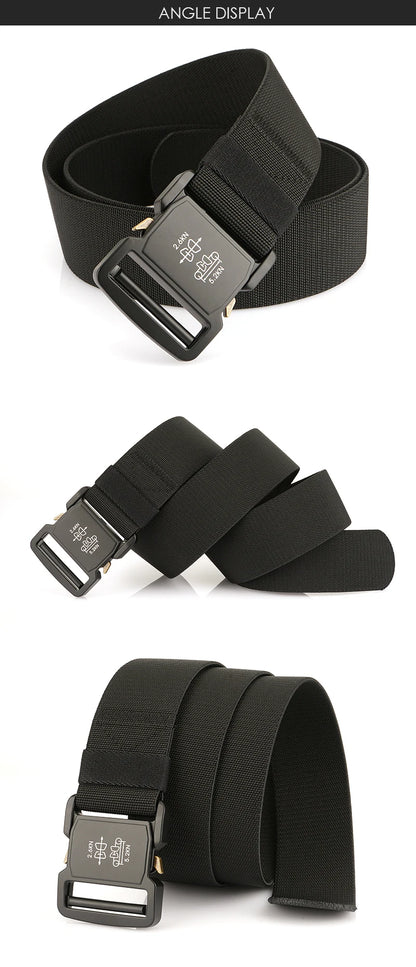 Herren-Gürtel Elastisch mit Aluminium-Schnalle 5 cm Breit Militärisch-Taktischer Stil