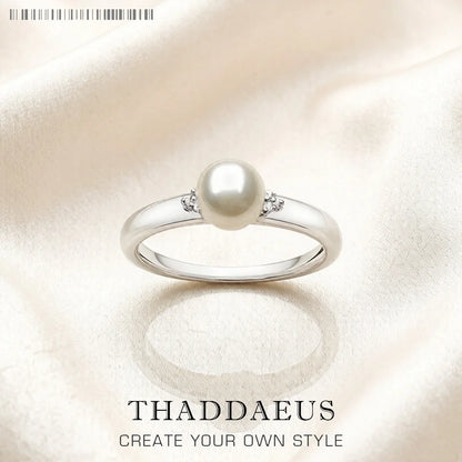 Damen-Ring Perle und Zirkonia glamourös aus Sterlingsilber