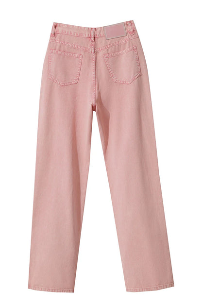 Damenjeans im minimalistischen Retro-Stil mit geradem Bein aus Baumwolle