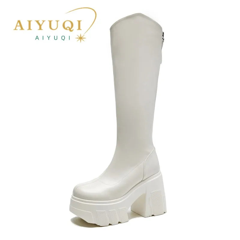 AIYUQI Western Cowboy Boots Women 2025 New Fashion High Heel Female Rider Boots 11cm Heel High Platform Skinny Boots Women