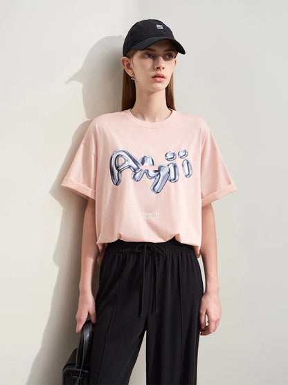 Damen T-Shirts im lässigen Stil mit O-Ausschnitt und modischem Druck