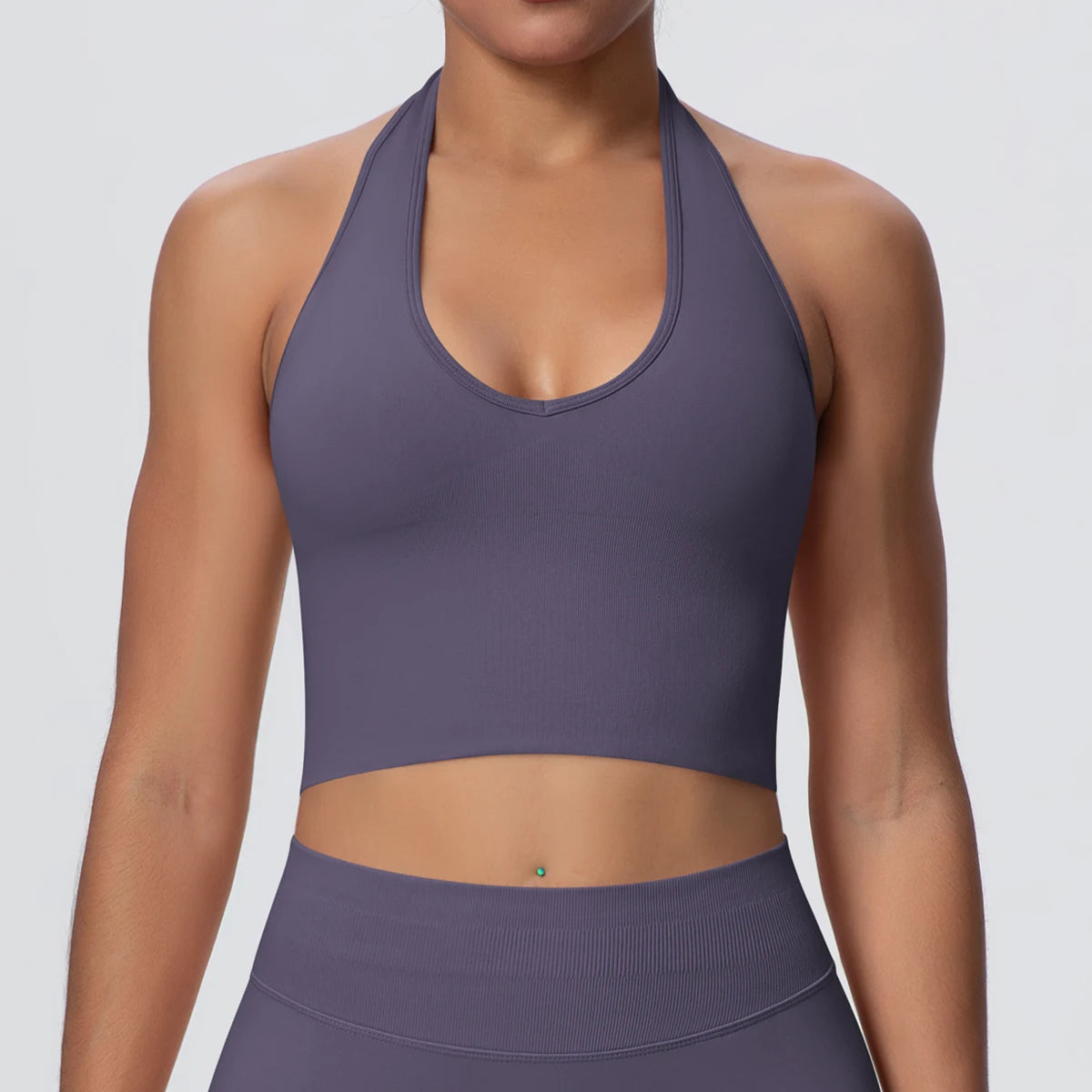 Sporttop mit Polstern, ärmellos, dunkelblau-violett
