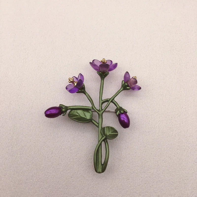 Brosche Blume Pflanze Perle Vintage Grün Pin Geschenk Schmuck Damen