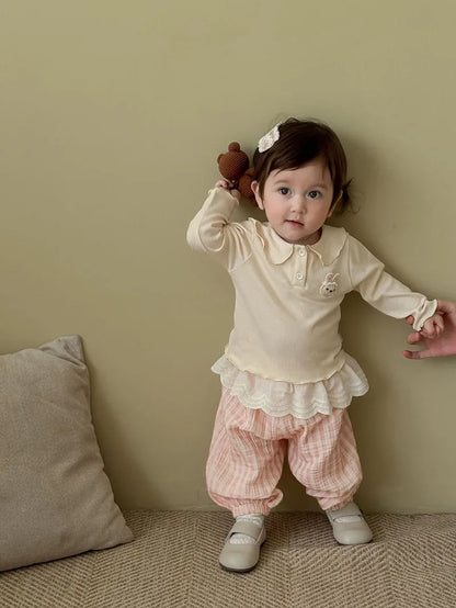 Mädchen Hemd mit süßem 3D Bunny und Kragen für Kinder von 9M bis 5T