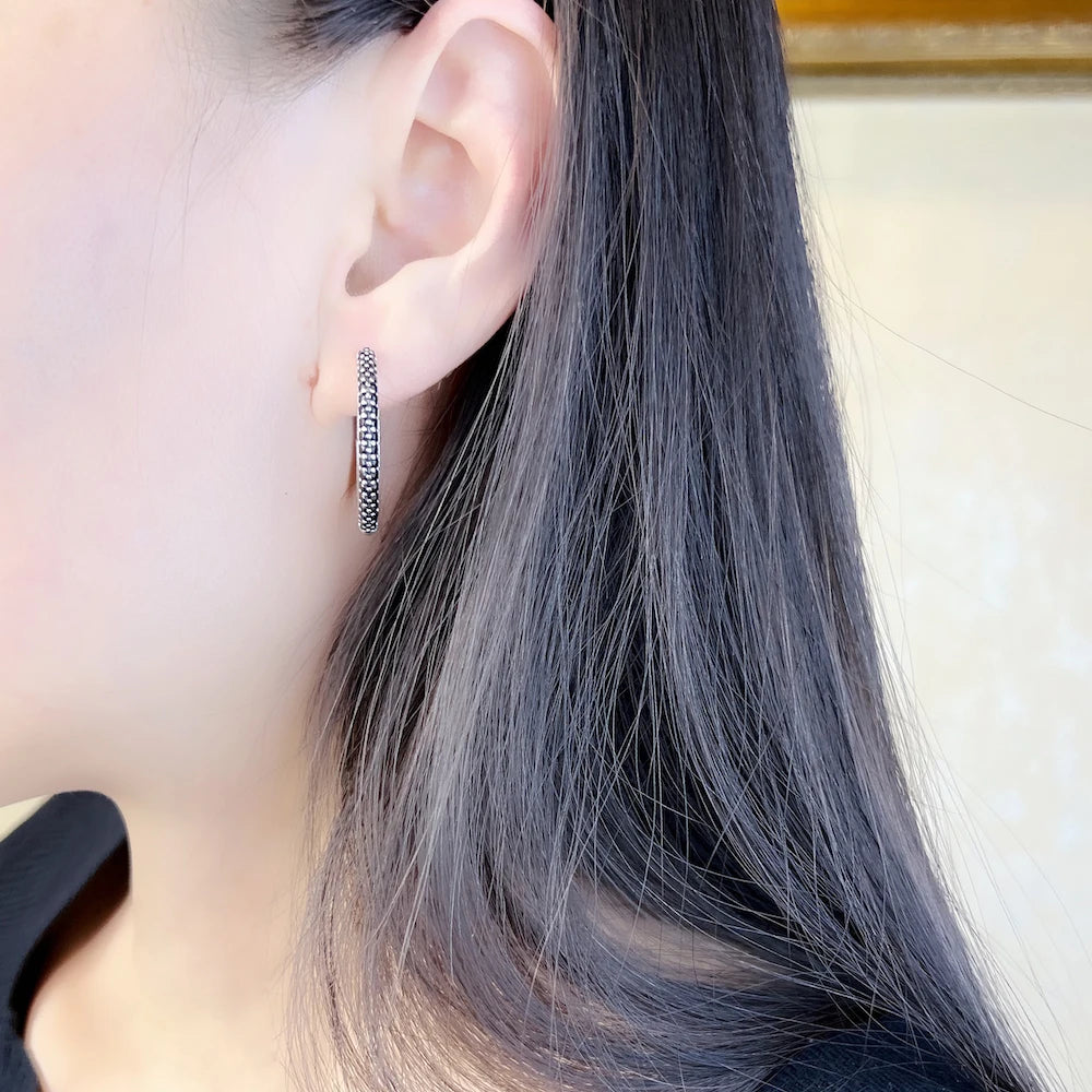 Damen-Creolen klappbar mit Pavé-Zirkonia aus Sterlingsilber