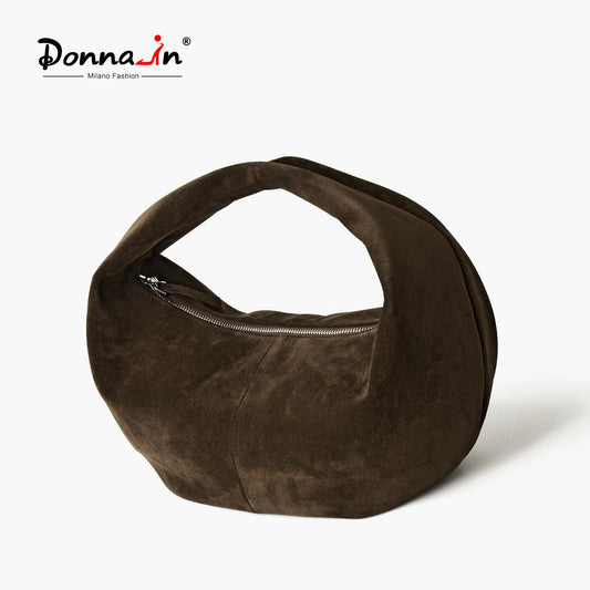 Große Damen-Hobo-Tasche Aus Wildleder | Dumpling-Form, Luxus Stil