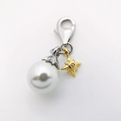 Damen-Charm-Anhänger Kleeblatt Perle handgemacht Glück aus Sterlingsilber