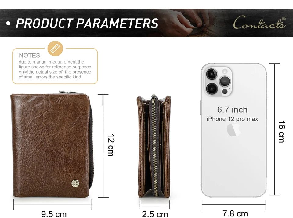 Herren Echtleder Geldbörse Bifold Vintage RFID Kartenhalter Münzfach Luxus Reise