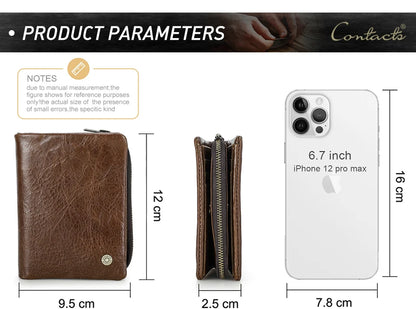 Herren Echtleder Geldbörse Bifold Vintage RFID Kartenhalter Münzfach Luxus Reise