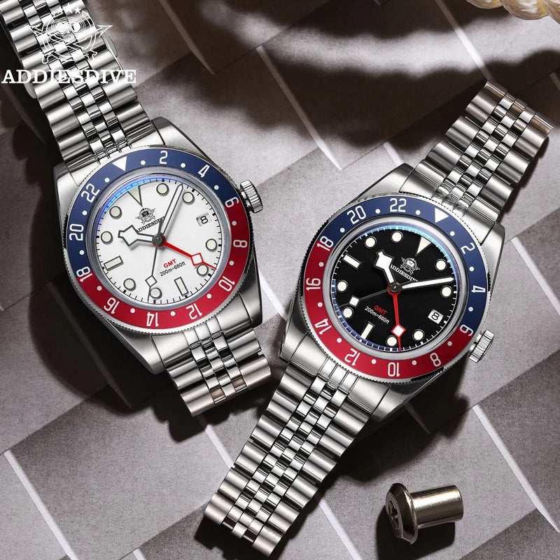 Herren-GMT-Quarzuhr mit Bubble-Glas und Nylon-Armband