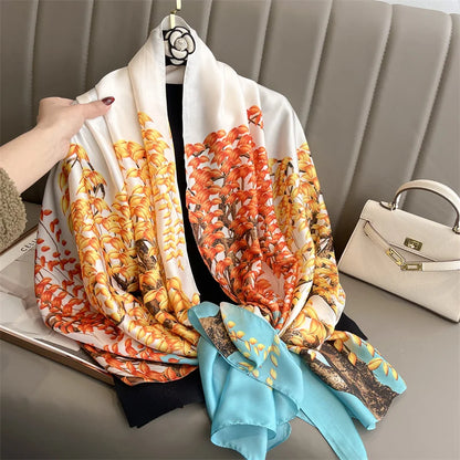 Damen Seidenschal groß 180x90cm Sommer Strand Foulard Bandana weich