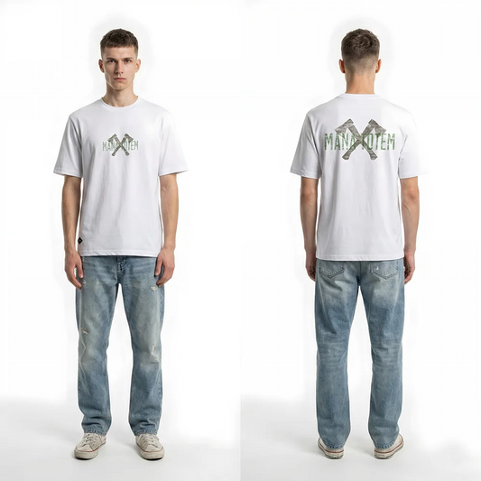 Herren-T-Shirt aus Baumwolle in Weiß mit großem Grafikprint AX auf der Brust
