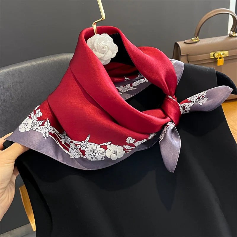 Damen Seidenschal klein Krawatte Haarband Bandana Foulard Kopftuch bedruckt