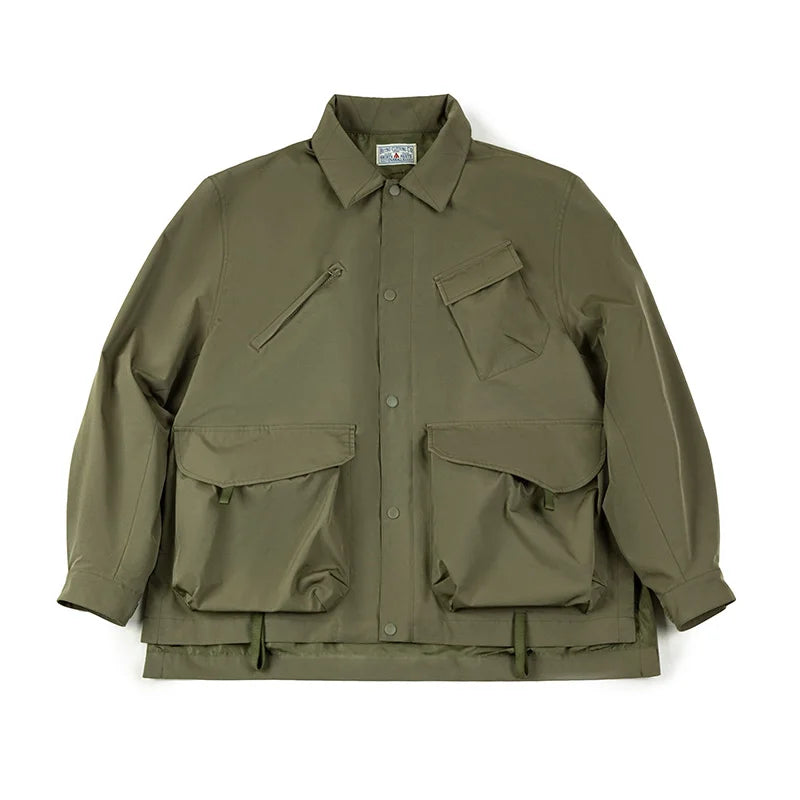 Herren Jacke Urban Outdoor Große Taschen Grüne Lässige Revers Jacke