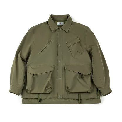 Herren Jacke Urban Outdoor Große Taschen Grüne Lässige Revers Jacke