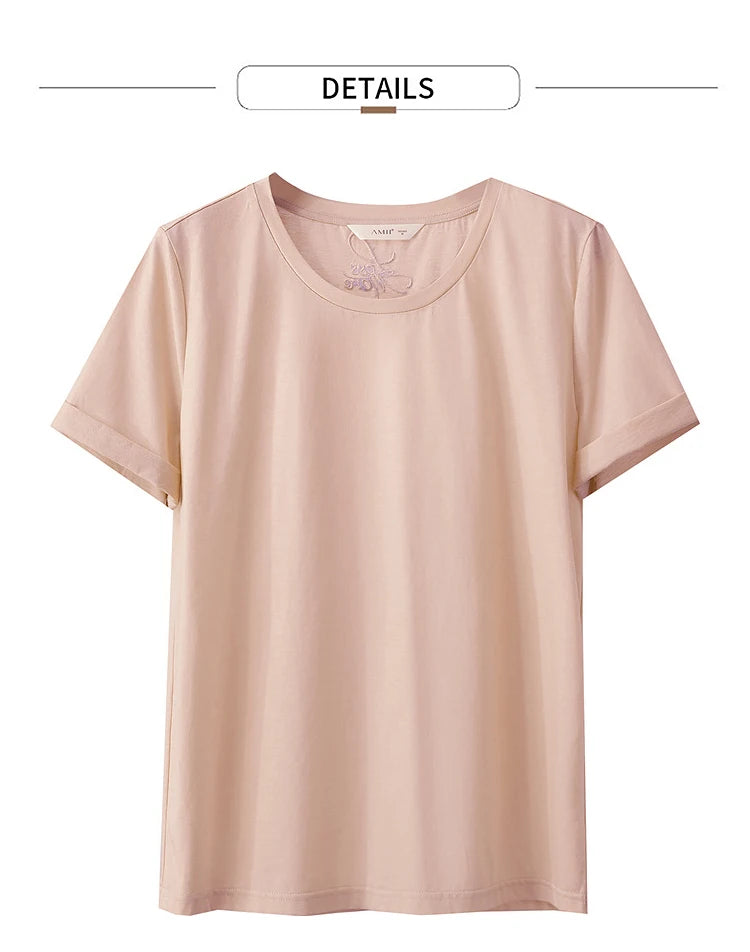 Damen Top im minimalistischen Stil aus einfarbiger mercerisierter Baumwolle