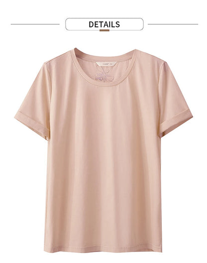 Damen Top im minimalistischen Stil aus einfarbiger mercerisierter Baumwolle