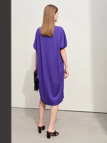 Bequemes Damen Strickkleid Mit Stickerei Und Losem Schnitt Für Sommer