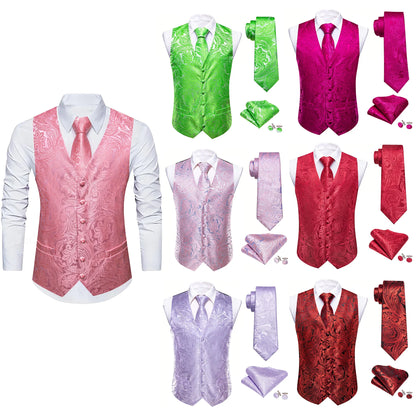 Herrenweste-Set im Paisley-Jacquard, mit Krawatte und Einstecktuch, mehrfarbig