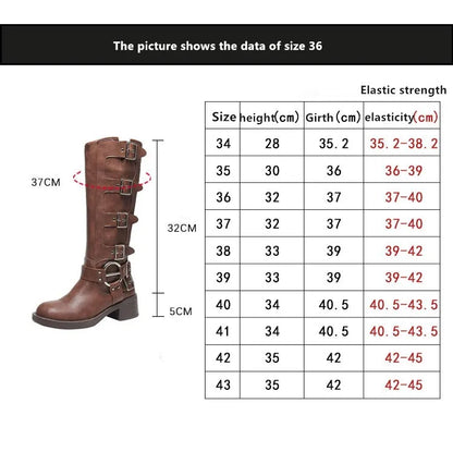 AIYUQI Women Cowboy Boots 2025 Autumn New Belt Buckle Women Marton Boots British Style Large Size 41 42 43 Women Long Boots