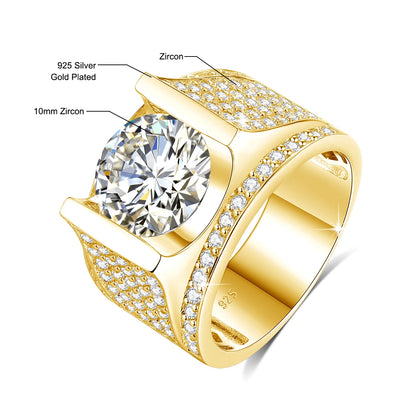 Herren-Ring Moissanit Silber 925 mit Zertifikat 10 mm Stein Alltag und Festlichkeiten hochwertig