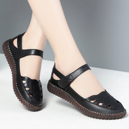 AIYUQI 2025 neue frauen sandalen Flache sohlen nicht-slip hohl frauen schuhe Sommer große-größe weibliche sandalen