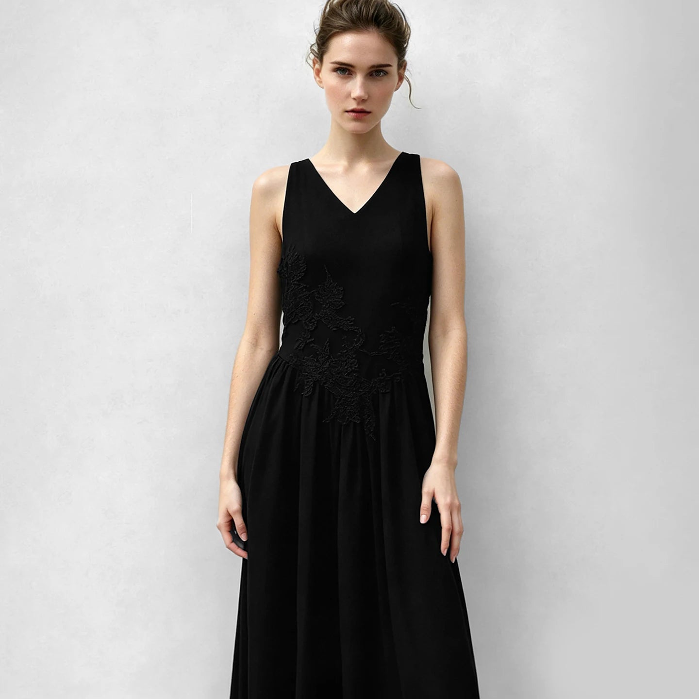 Elegantes Damenkleid Mit Spitze Und V-Ausschnitt Für Frauen