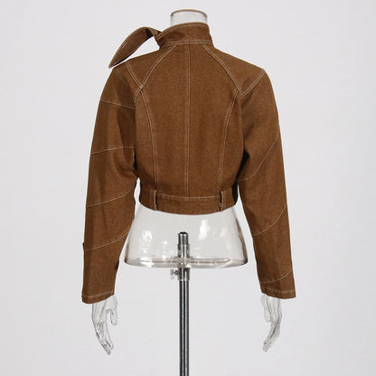 Eleganter Damen-Minirock mit hohem Bund und Schleifendetail – modisches Patchwork-Design für stilvolle Auftritte
