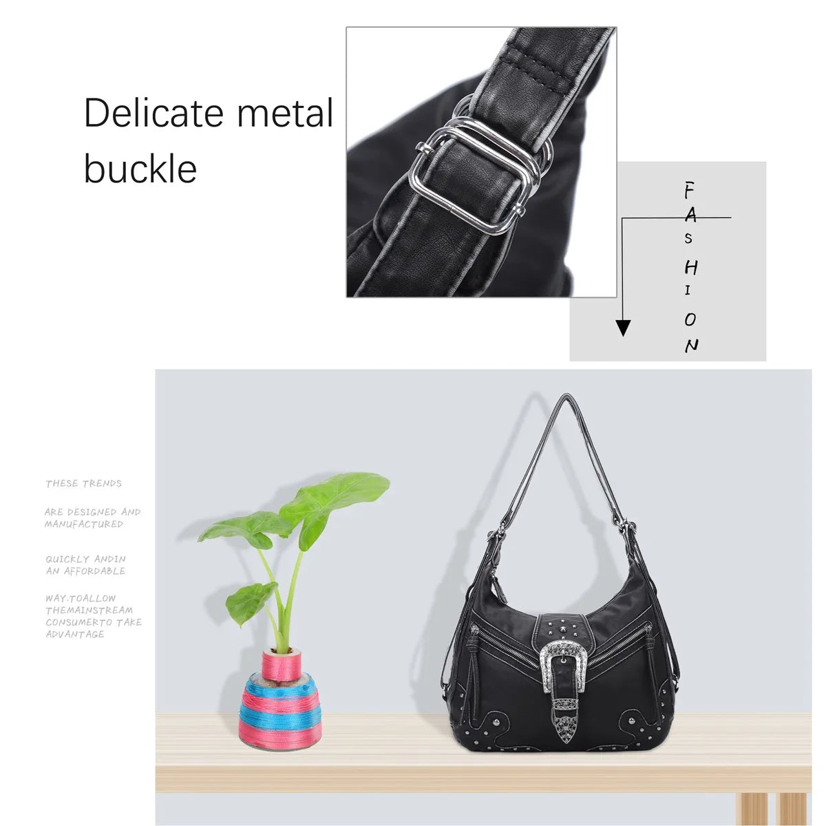 Damen-Schultertasche aus PU-Leder mit Top-Griff Reißverschluss Mehrfachfächer für Handy und Geldbörse