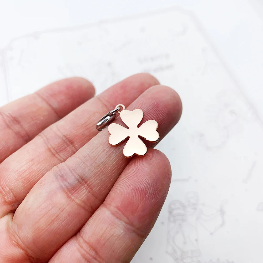 Damen-Charm-Anhänger Kleeblatt Roségold Glück Europa aus Sterlingsilber