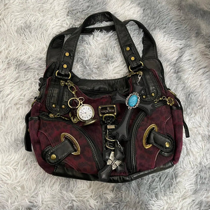 Damen-Handtasche Leopardenmuster mit Top-Handle großes Fassungsvermögen Alltag Freizeit