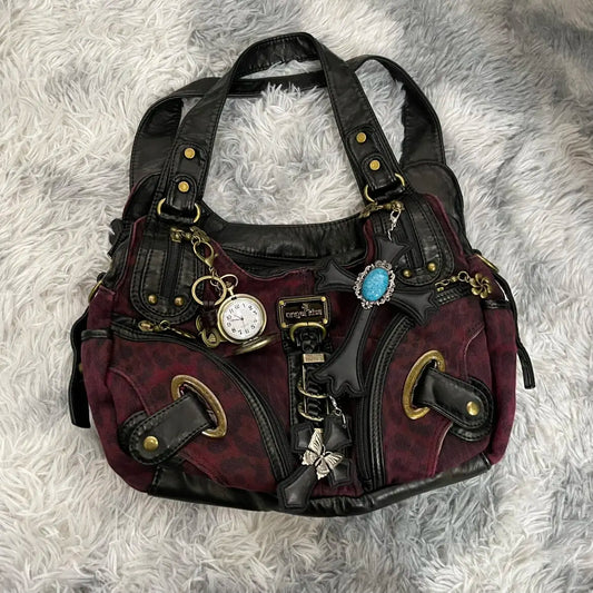Damen-Handtasche Leopardenmuster mit Top-Handle großes Fassungsvermögen Alltag Freizeit