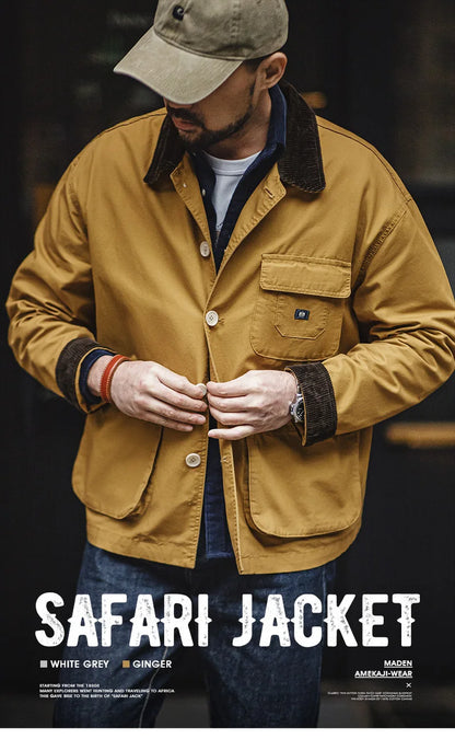 Herren Kurze Jacken Retro Jagd Revers Plus Size Outwear Frühling Herbst