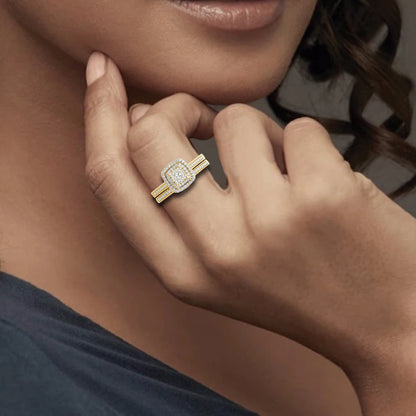 Damen-Verlobungsringe-Set Moissanit aus Sterling Silber, 2er-Set, Zertifiziert für Paare